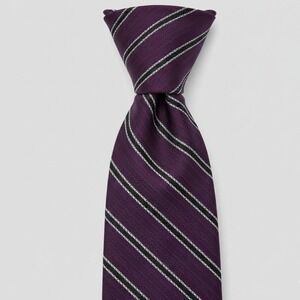 BANANA REPUBLIC Mens Burgundy Herringbone Stripe Silk Neck‎ Tie Luxury NWT